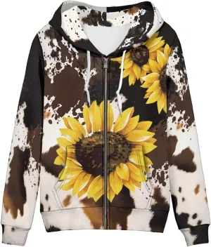 Women Full Zip Up Hoodie Comfy Loose Long Sleeve Sweatshirt Casual Jacket with Pockets Size XS-5XL