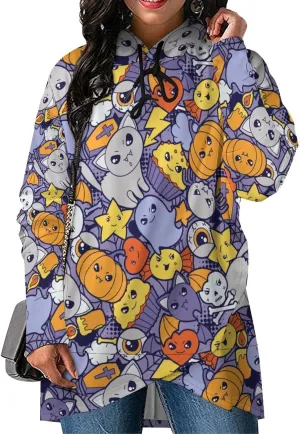 Women Long Sleeves Cape Style Halloween Elves Hoodie Layered Vintage Lounge