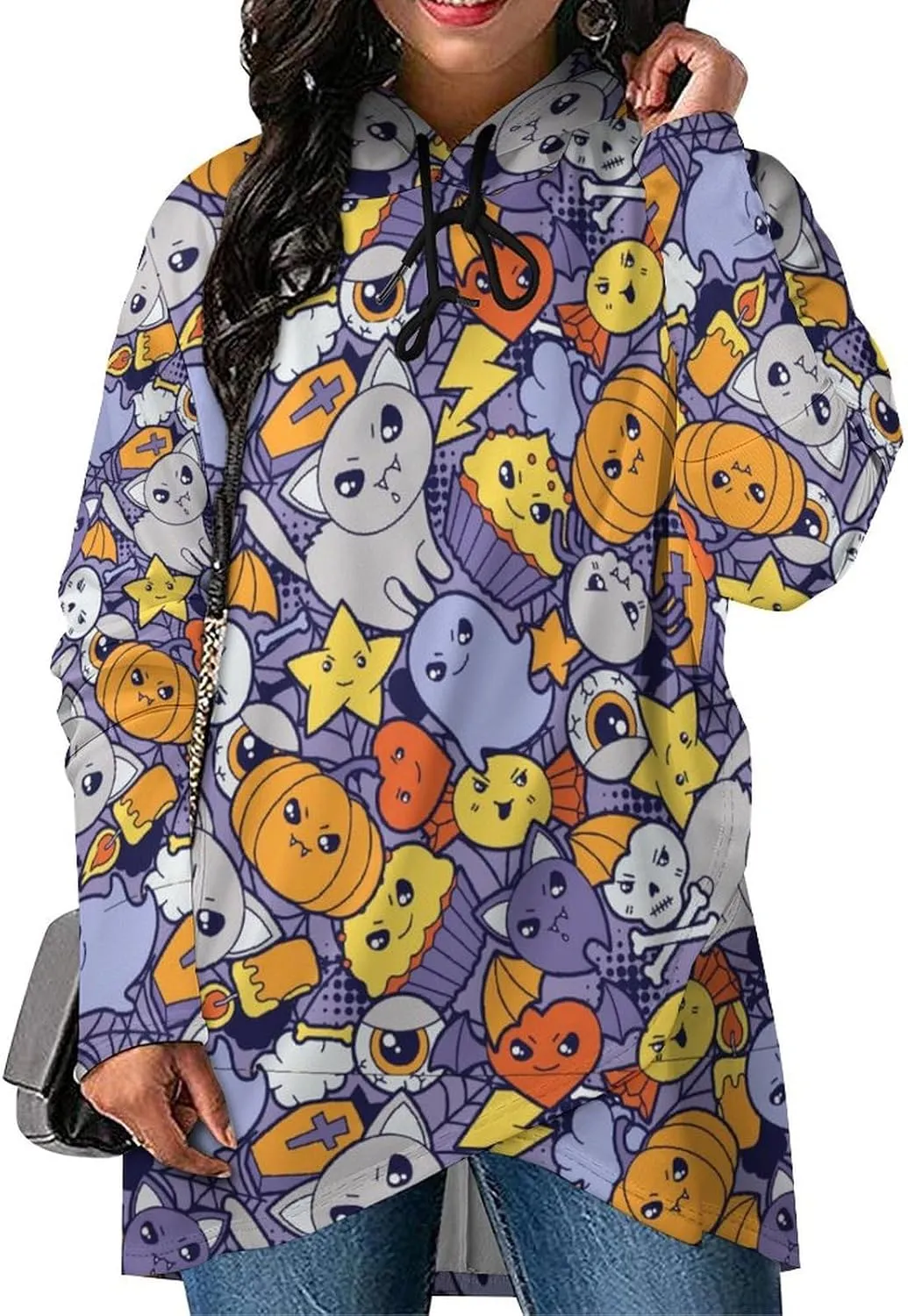 Women Long Sleeves Cape Style Halloween Elves Hoodie Layered Vintage Lounge