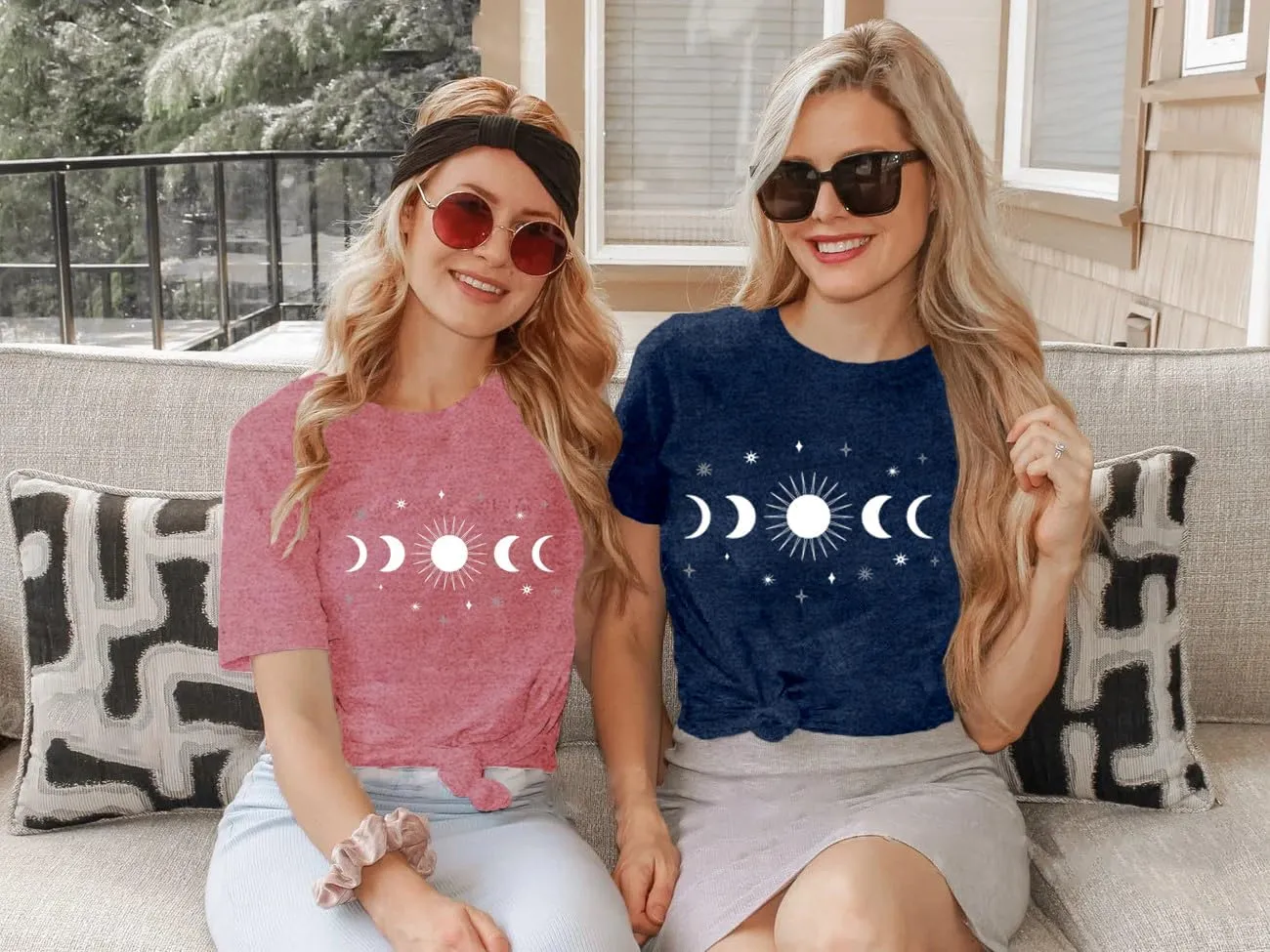 Women Moon Phase Shirts Astronomy T-Shirt Astology Lover Tee Celestial Tops