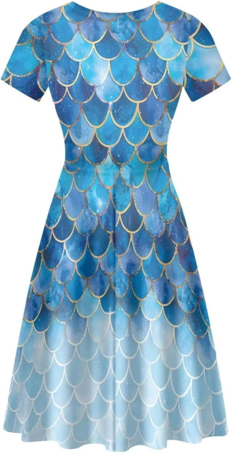Women Tennis Dress Short Sleeve Summer Maxi Dresses Round Neck Beach Sundress Loose Party Dress Plus Size