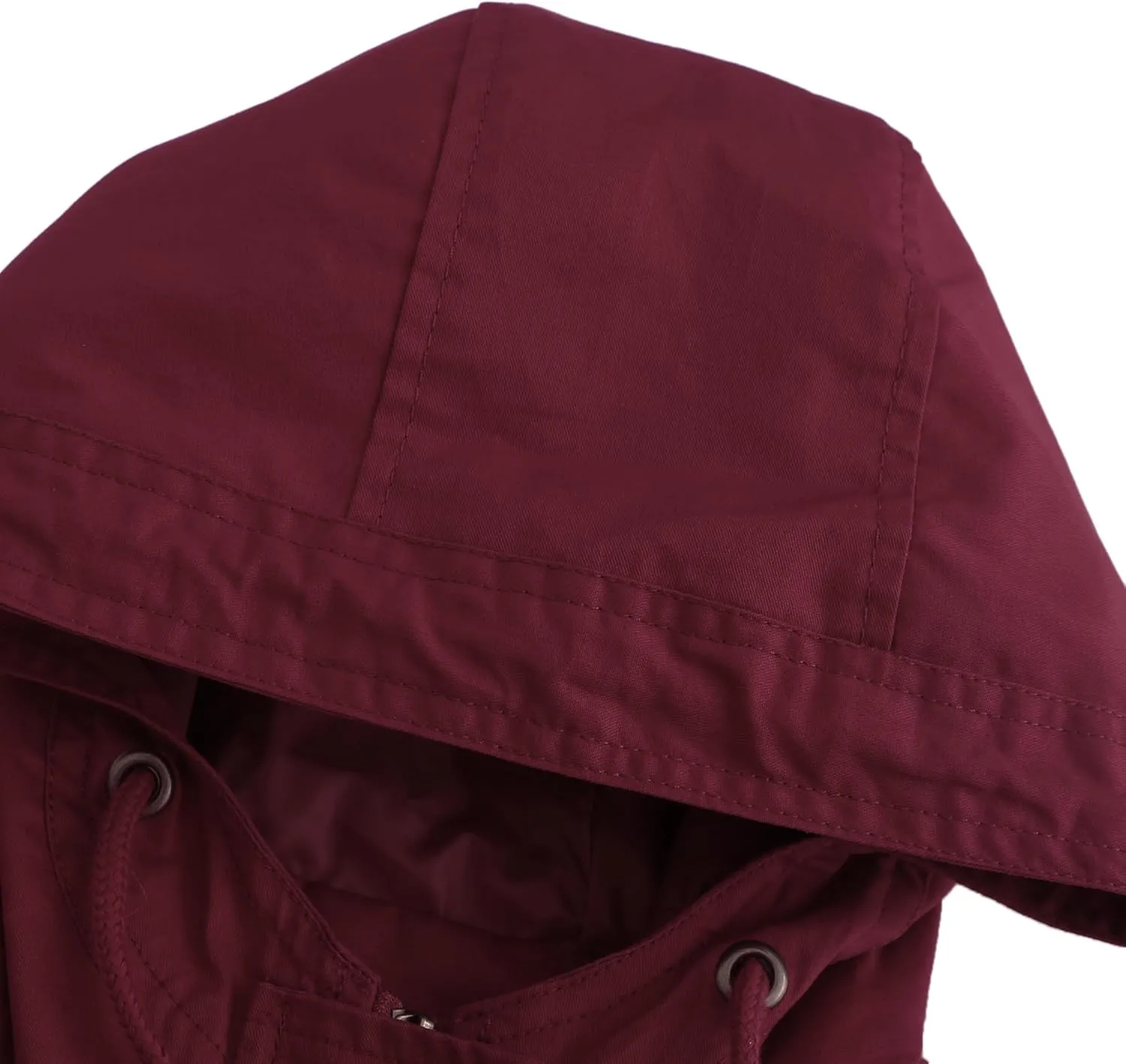 Women Trench Coat Windbreaker Zip Up Jacket With Pockets Casual Long Sleeve Outwear with Waist Drawstring