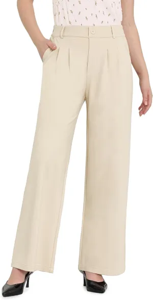 Women Wide Leg Dress Pants High Elastic Waisted Work Business Office Pants Casual Slacks Trousers with Pockets 29"