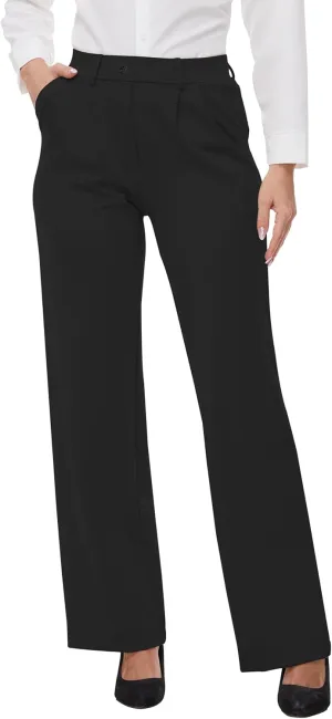 Womens 22"/27"/29"/31" Wide Leg Pleated Yoga Dress Pants, High Waist Stretchy Slacks for Workout Business Casual
