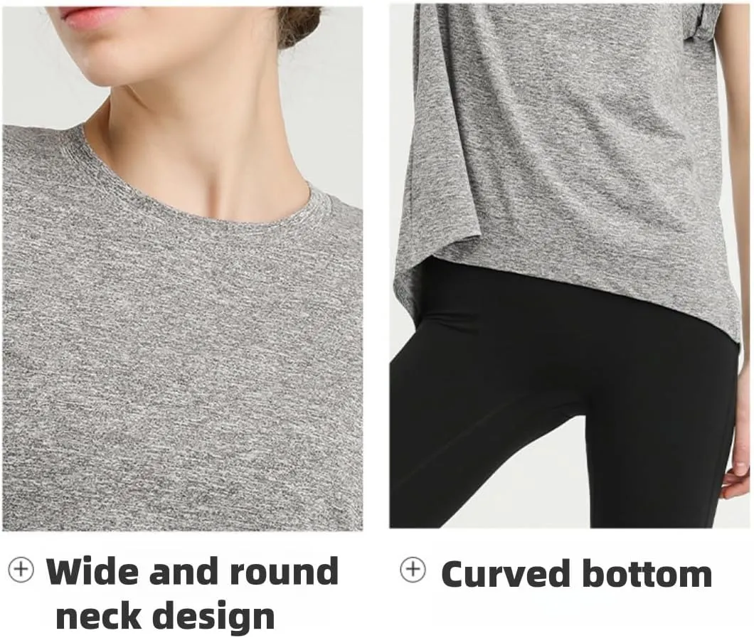 Women's Breathable Workout T-Shirt Backless Yoga Top,Quick-Dry Running Shirt with Curved Hem,S-XL