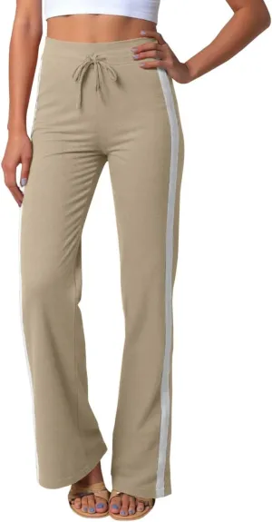 Womens Capri Pants Womens Baggy Wide Leg Pants Summer Floral Solid Long Palazzo Lounge Beach Trousers with Pocket Linen