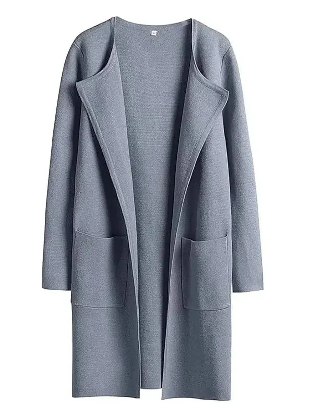 Womens Coat  Wool Blend  Relaxed Fit  Knee Length  Wide Lapel  Minimalist Style