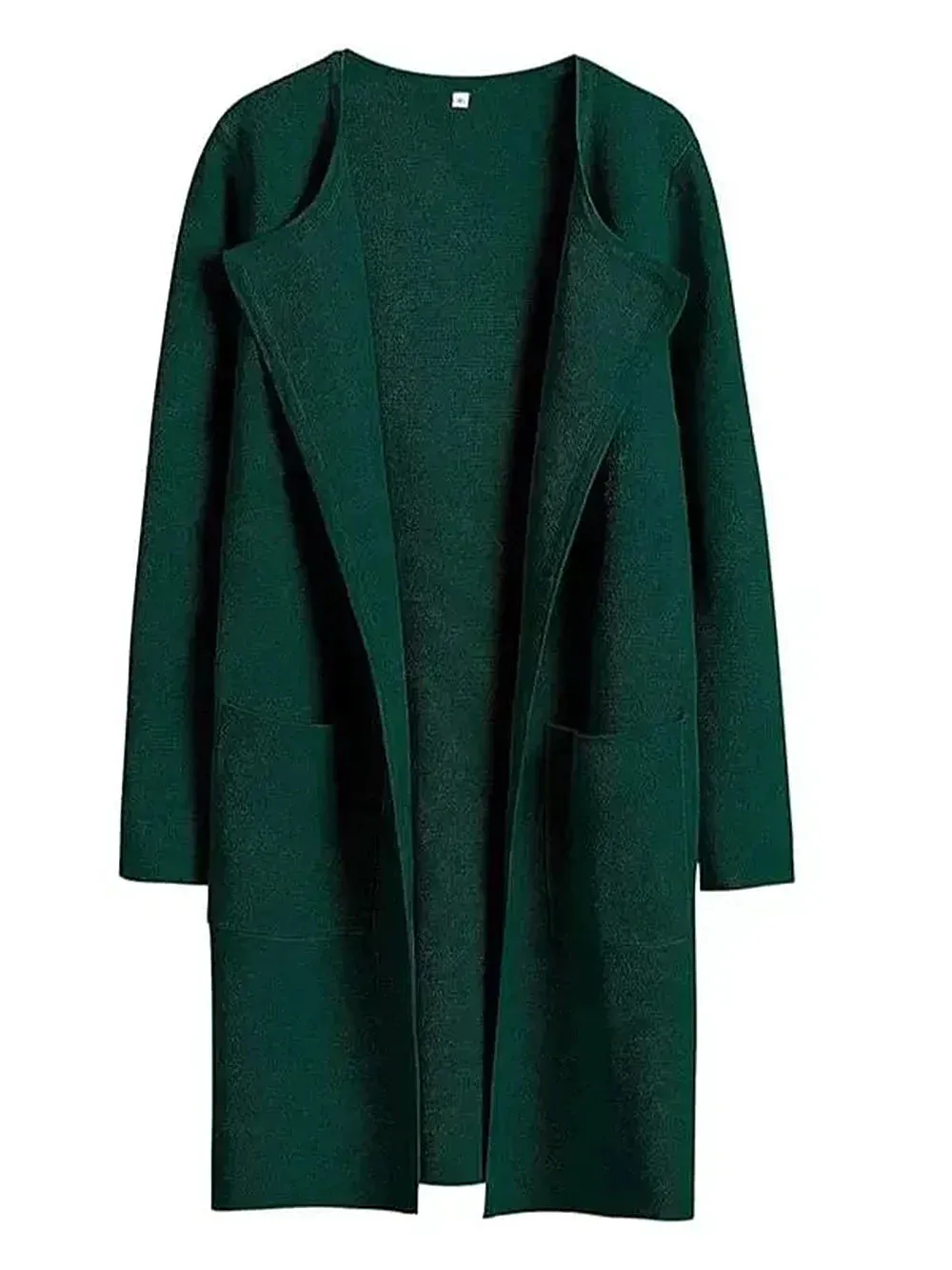 Womens Coat  Wool Blend  Relaxed Fit  Knee Length  Wide Lapel  Minimalist Style