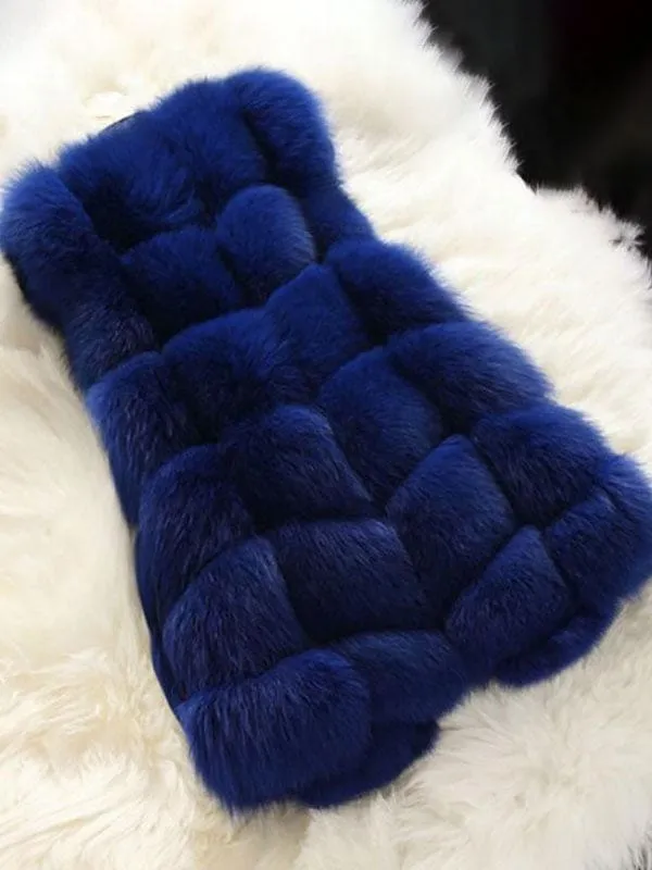 Women'S Coats Pink Sleeveless Faux Fur Coat Layered Winter Coat
