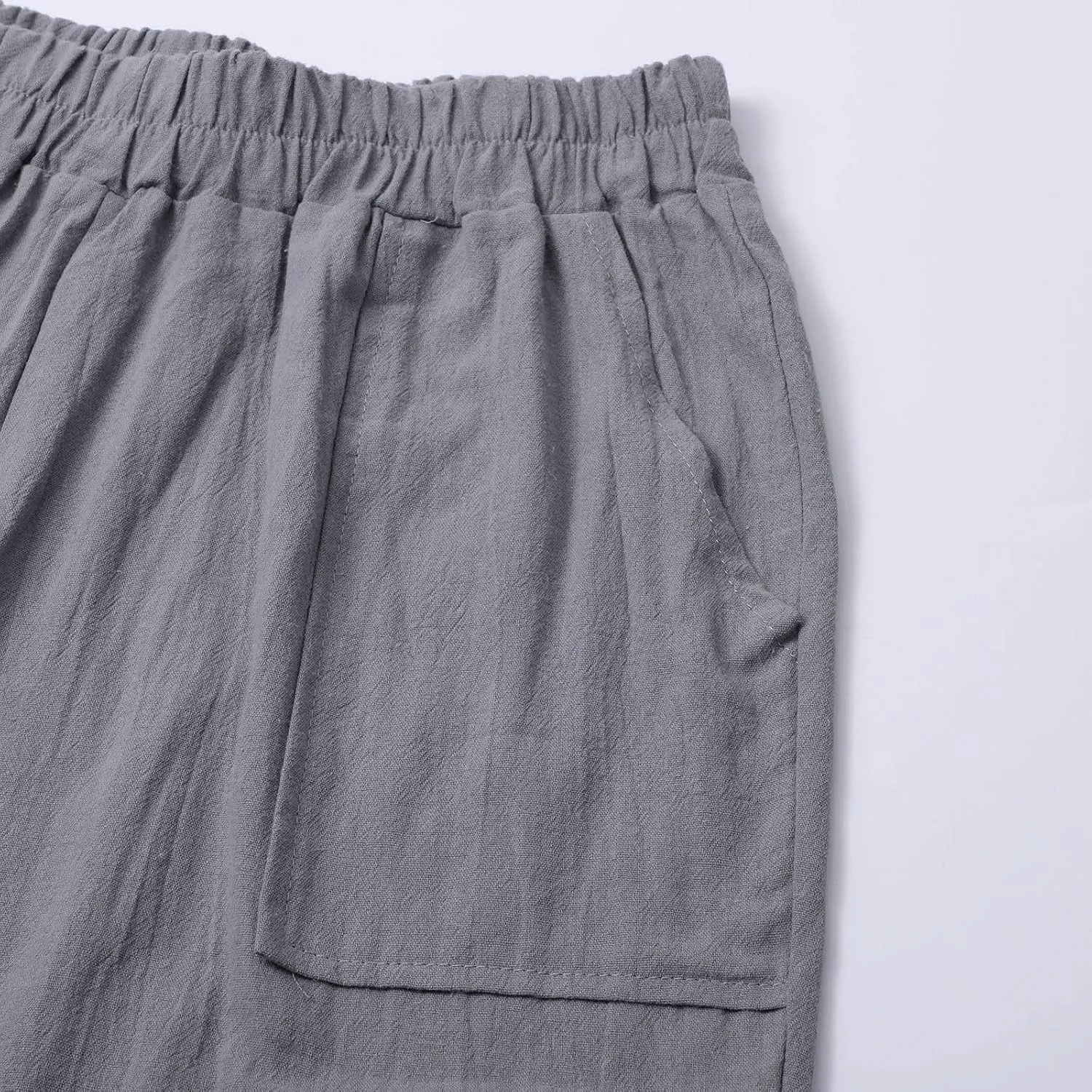 Womens Comfy Loose Linen Capris Shorts Cotton Hemp Sweatpants Lightweigt Beach Harem Pants Hawaiian Travel Mexico Vacation