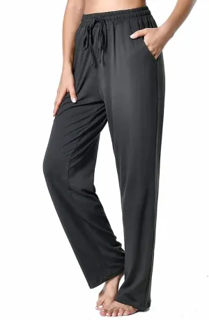Women's Drawstring Pants, Wide Leg Yoga Sweatpants Comfy Loose Straight Lounge Pants with Pockets