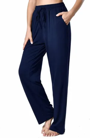 Women's Drawstring Pants, Wide Leg Yoga Sweatpants Comfy Loose Straight Lounge Pants with Pockets