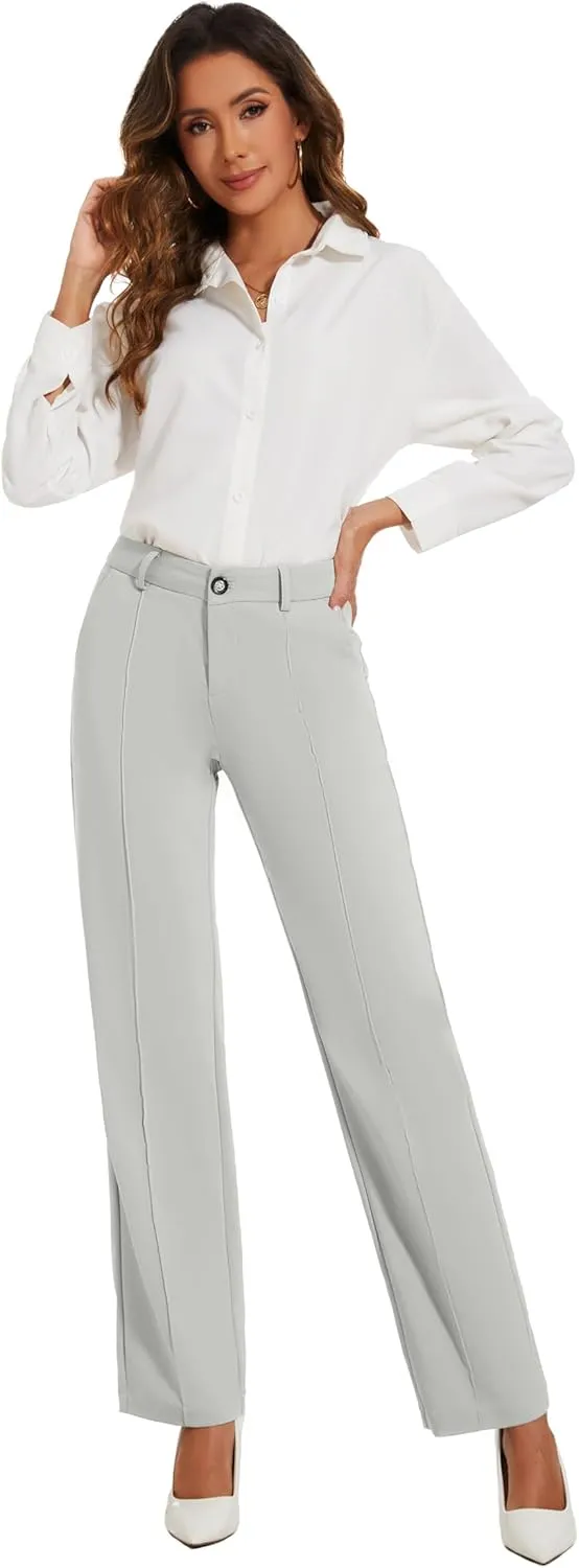 Womens Dress Pants Stretchy Business Casual Work Pants Straight Leg Slacks for Office