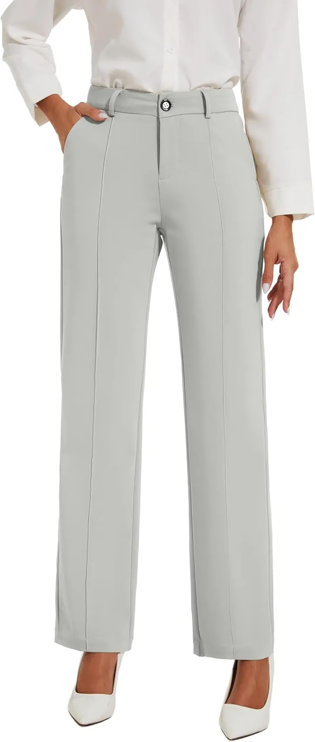 Womens Dress Pants Stretchy Business Casual Work Pants Straight Leg Slacks for Office