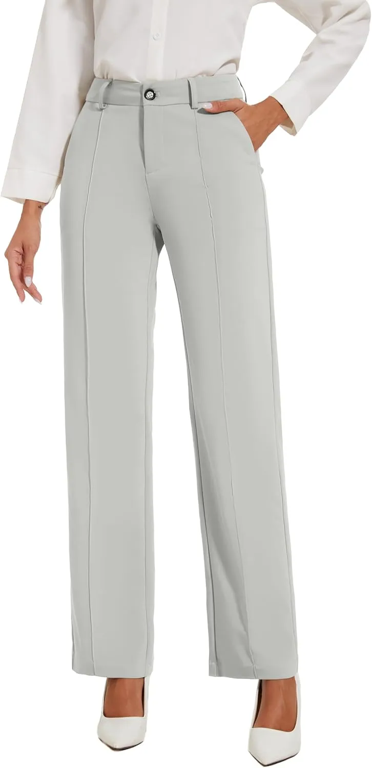 Womens Dress Pants Stretchy Business Casual Work Pants Straight Leg Slacks for Office