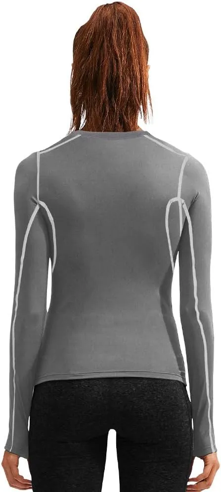 Women's Dry Fit Athletic Compression Shirt Long Sleeve Workout Base Layer T Shirt Tops Sports Gear