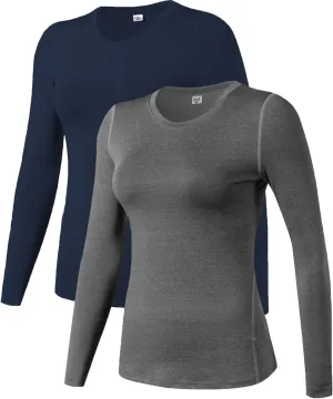 Women's Dry Fit Athletic Compression Shirt Long Sleeve Workout Base Layer T Shirt Tops Sports Gear