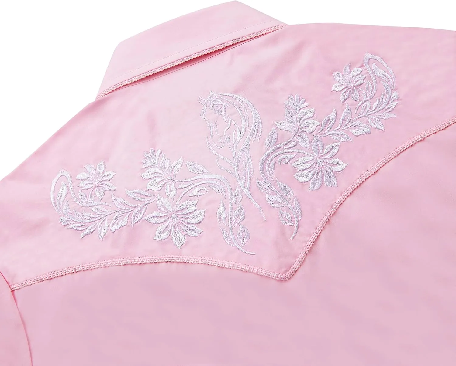 Women's Embroidered Western Cowgirl Slim Fit Shirt Snap Button Down Long Sleeve Shirt with Floral Embroidery