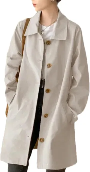 Women's Fashion Trench Coat - Lined Coat Single Breasted Casual Windbreaker Outerwear For Female