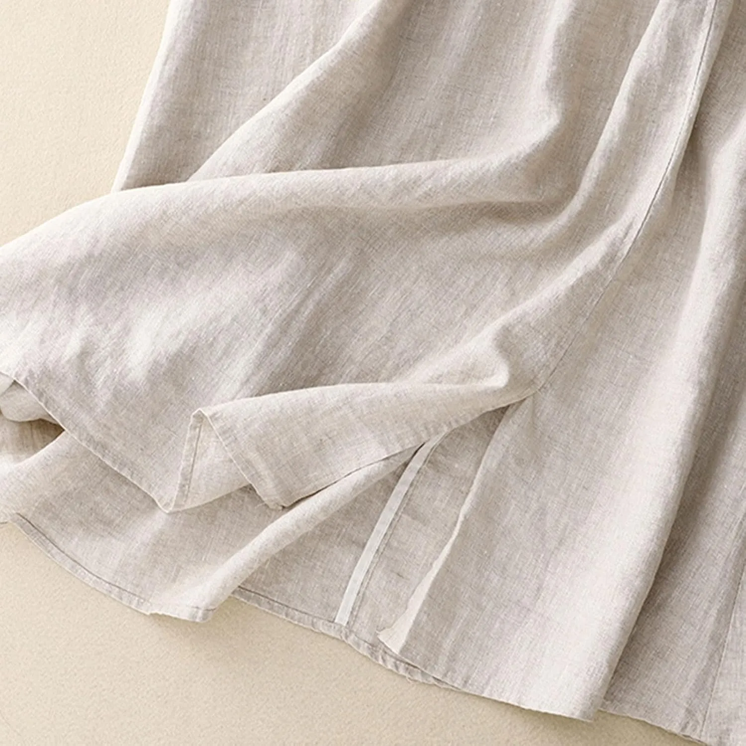 Womens Linen Cotton Skirts Drawstring Elastic Waist Comfy Loose Boho Skirts with Pockets Lightweight Sumnmer Skirts