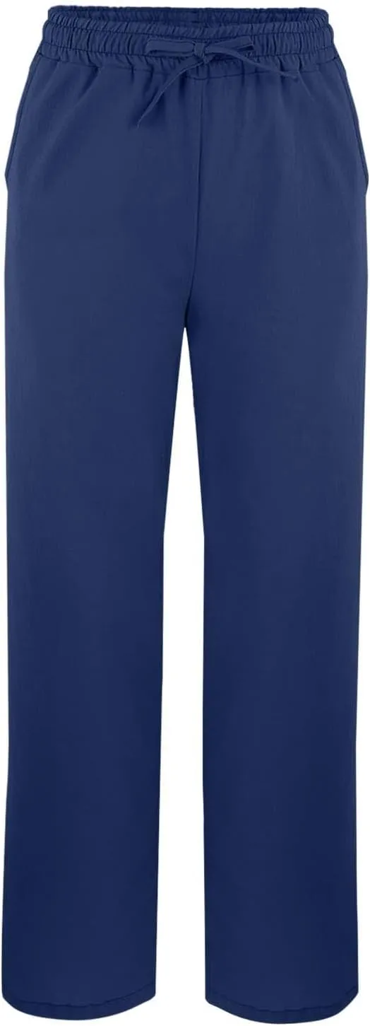 Womens Linen Pants with Pockets High Waist Comfy White Gauze Pants Straight Leg Casual Lightweight Loose Trousers
