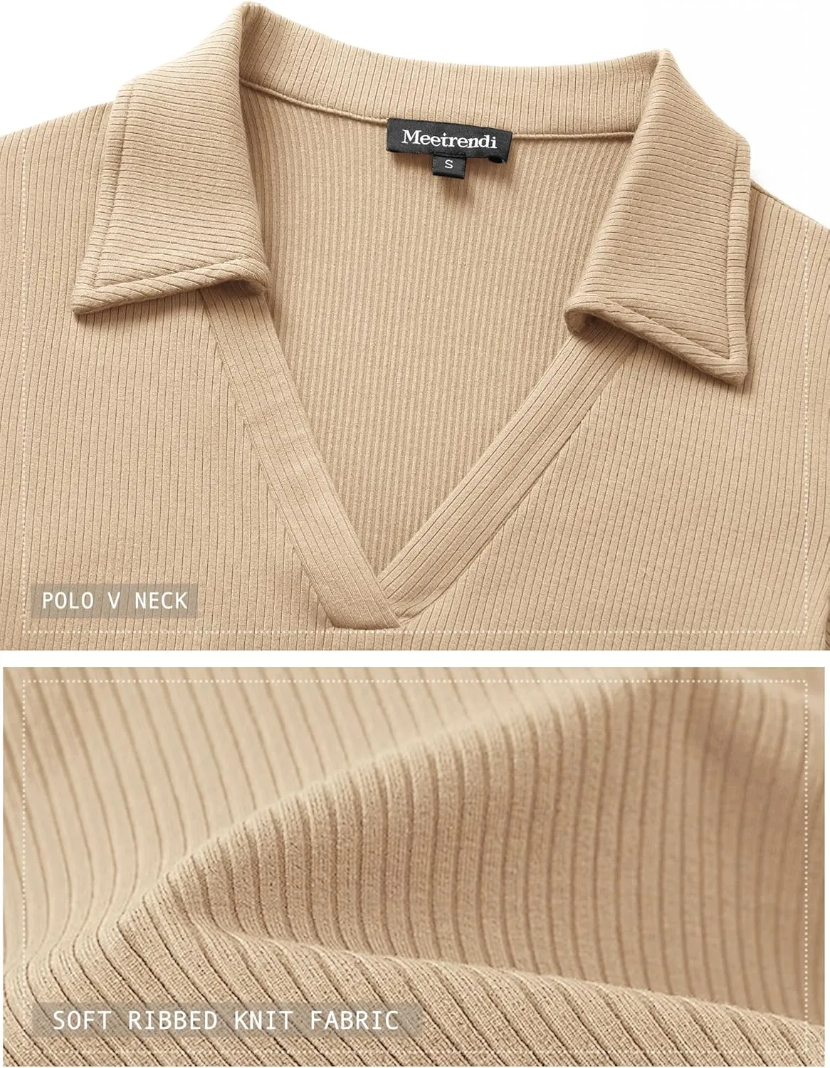 Womens Long Sleeve V Neck Polo Shirts Business Casual Collared Work Top Slim Fitted Basic 2024 Fall Outfit