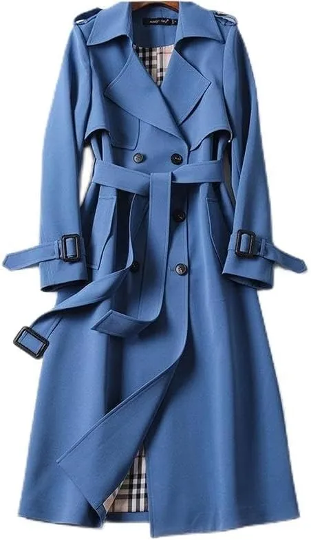 Women's long trench windbreaker coat