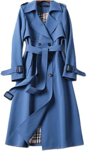 Women's long trench windbreaker coat
