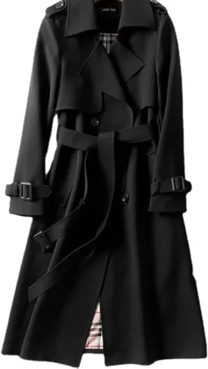 Women's long trench windbreaker coat