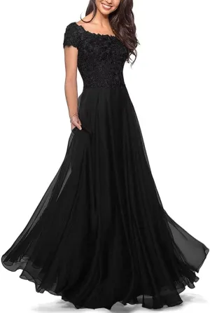 Women's Mother of The Groom Dresses for Wedding Lace Mother of The Bride Dress Short Sleeves Formal Evening Prom Gowns