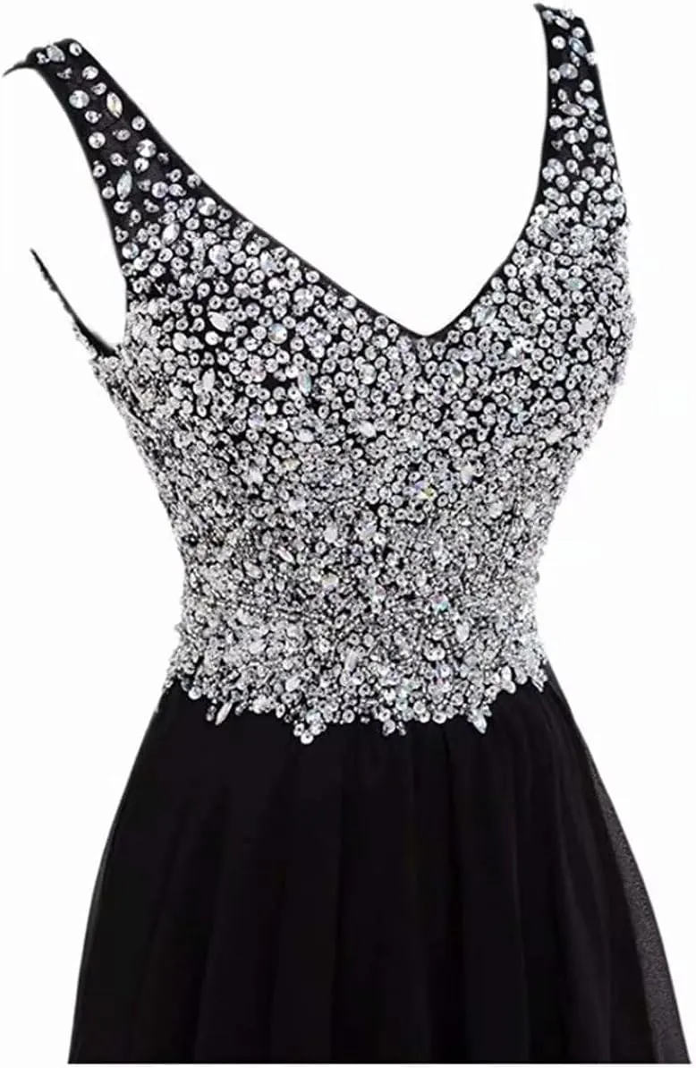 Women's Ombre Chiffon Bridesmaid Dresses Long Sequins Beaded Prom Party Dress for Juniors Plus