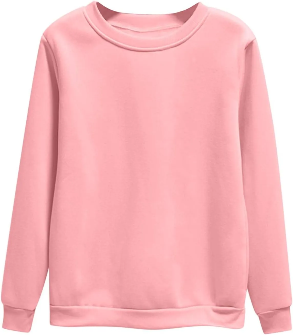Women's Oversize Pullovers Solid Color Round Neck Long Sleeve Casual Sweatshirts Comfy Loose Fit Workout Clothing