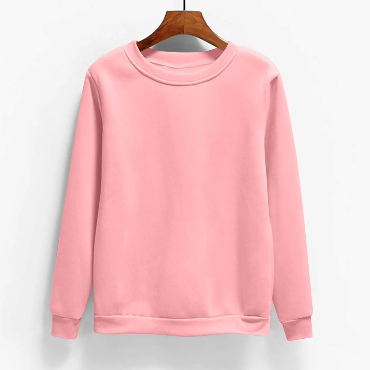 Women's Oversize Pullovers Solid Color Round Neck Long Sleeve Casual Sweatshirts Comfy Loose Fit Workout Clothing