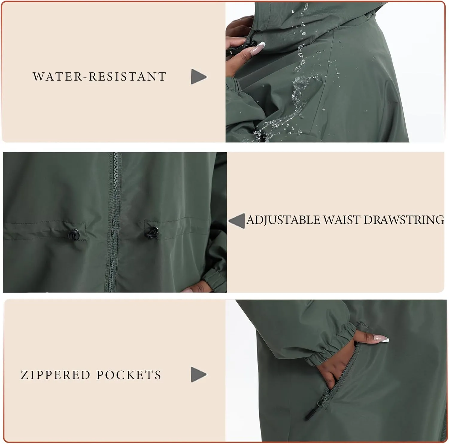 Women's Plus Size Lightweight Windproof Jacket, Water-Resistant Windbreaker Jacket with Hood for Traveling, Hiking, Daily