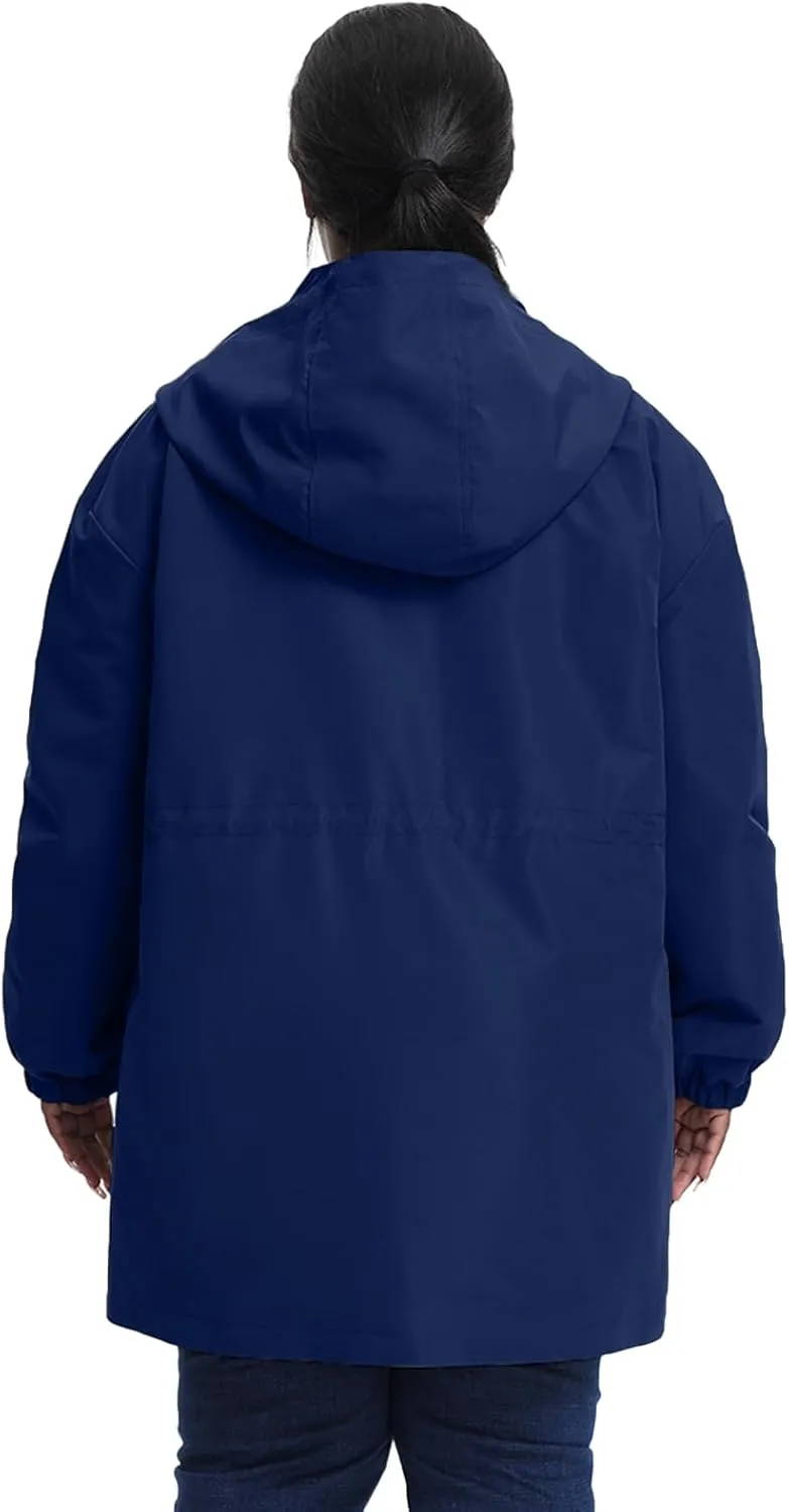 Women's Plus Size Lightweight Windproof Jacket, Water-Resistant Windbreaker Jacket with Hood for Traveling, Hiking, Daily