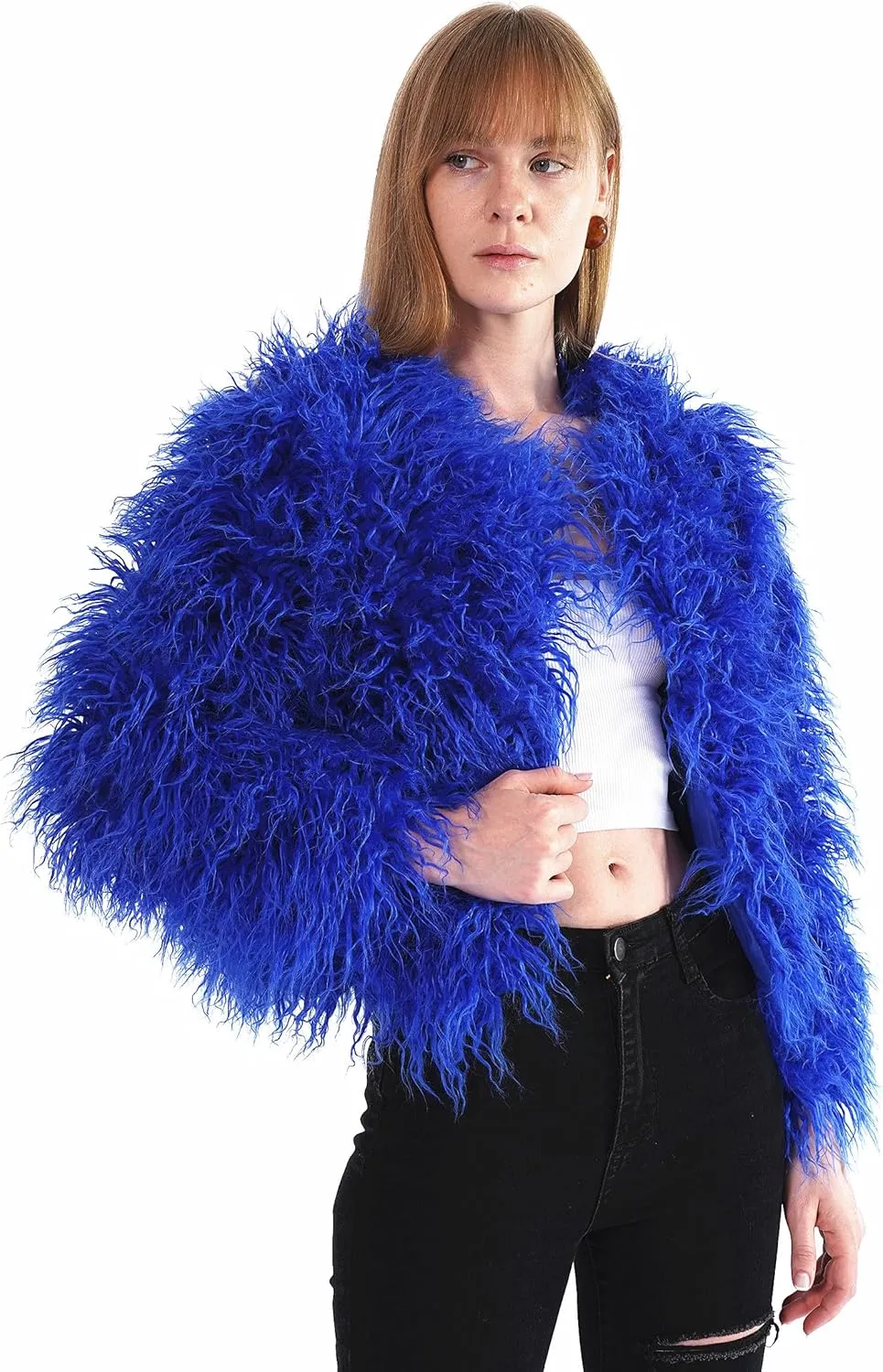 Women's Shaggy Faux Fur Outwear Coat Jacket Long Sleeve Warm Winter