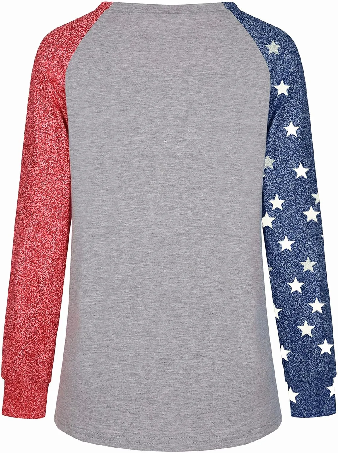 Womens Star Print Colorblock Shirt Long Sleeve American Flag 4th of July Pullvoer Blouse Tops