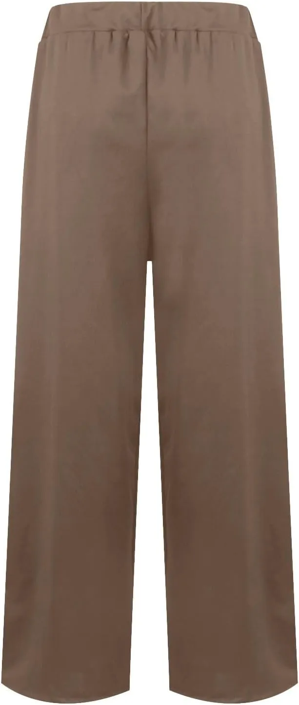Women's Straight Leg Pants Winter Baggy Travel Slacks with Pockets Barrel Pants Elastic Waist