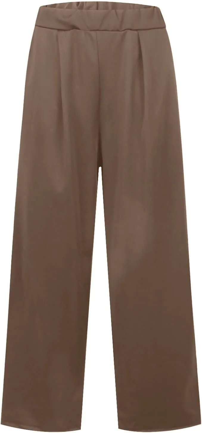 Women's Straight Leg Pants Winter Baggy Travel Slacks with Pockets Barrel Pants Elastic Waist