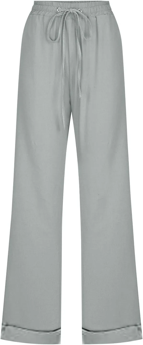 Women's Straight Leg Pants Winter Slack Travel Slacks with Pockets Wide Leg High Waisted