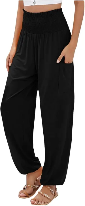 Women's Straight Leg Pants Winter Slack Travel Slacks with Pockets Wide Leg High Waisted