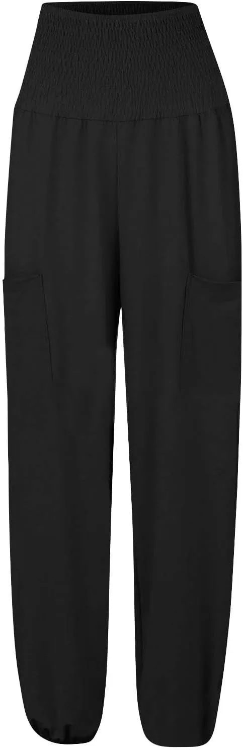 Women's Straight Leg Pants Winter Slack Travel Slacks with Pockets Wide Leg High Waisted