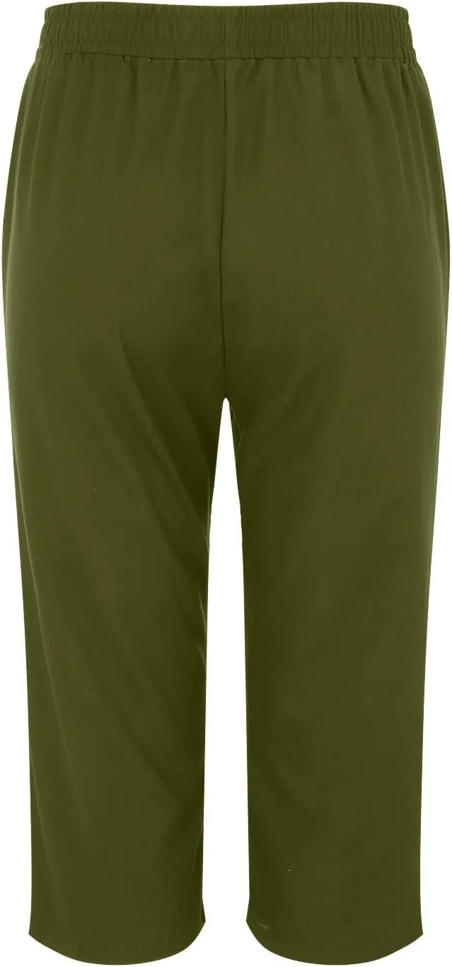 Womens Summer Capris Pants Cotton Linen Length Knee 2025 Straight Leg Loose Beach Shorts Trouser with Pocket