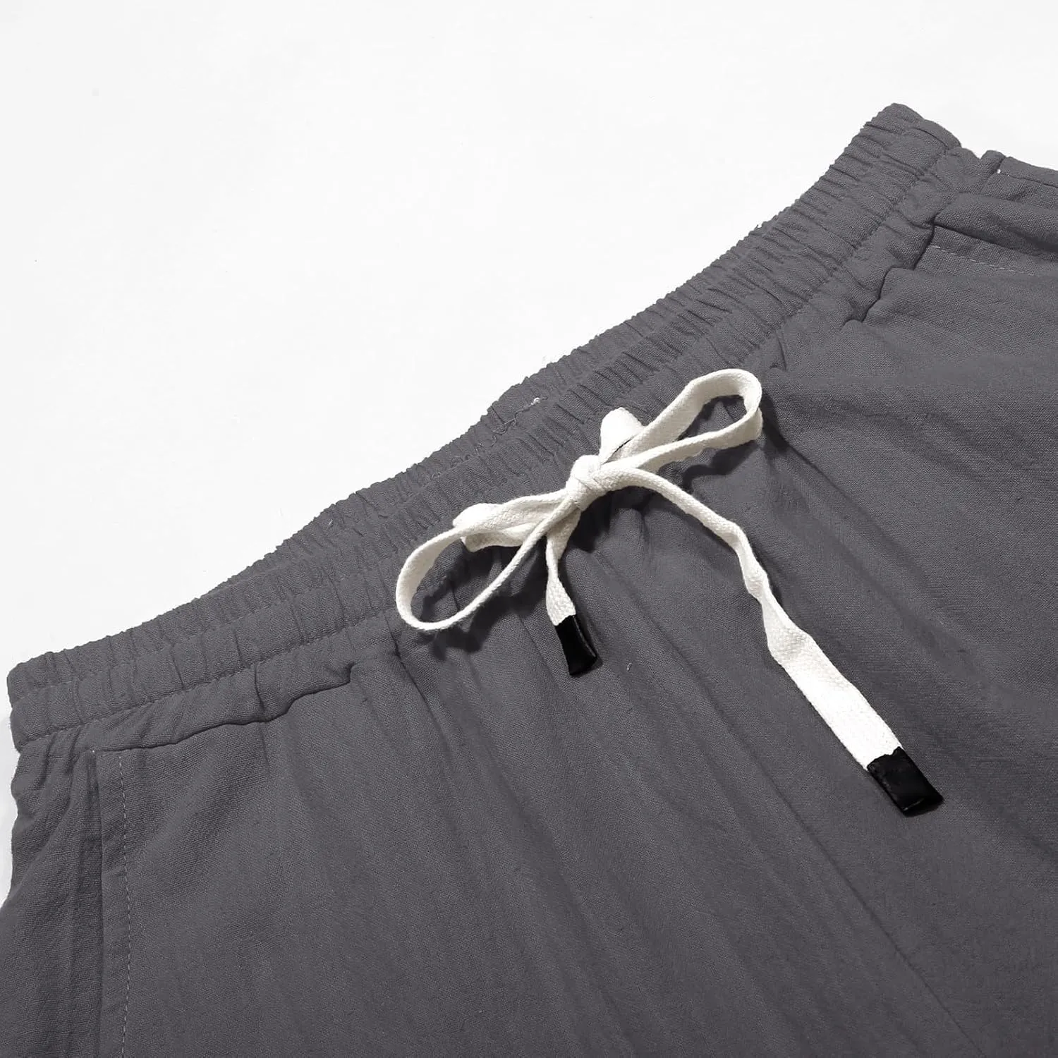 Women's Summer Casual Linen Pants Capri Pants with Pockets Wide Leg Cropped Pants for Women Crop Beach Trousers