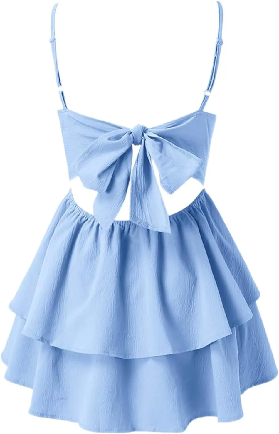 Womens Summer Sleeveless Mini Dress Sexy Backless Spaghetti Strap Ruffle Beach Dresses Trendy Casual A Line Dress