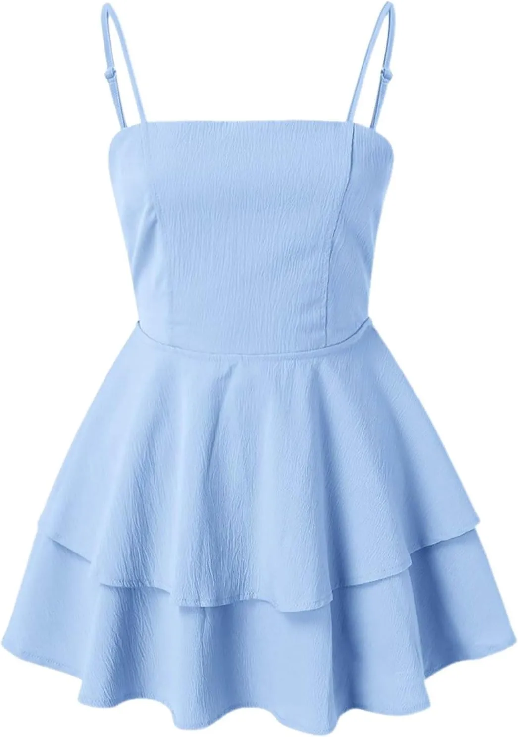 Womens Summer Sleeveless Mini Dress Sexy Backless Spaghetti Strap Ruffle Beach Dresses Trendy Casual A Line Dress