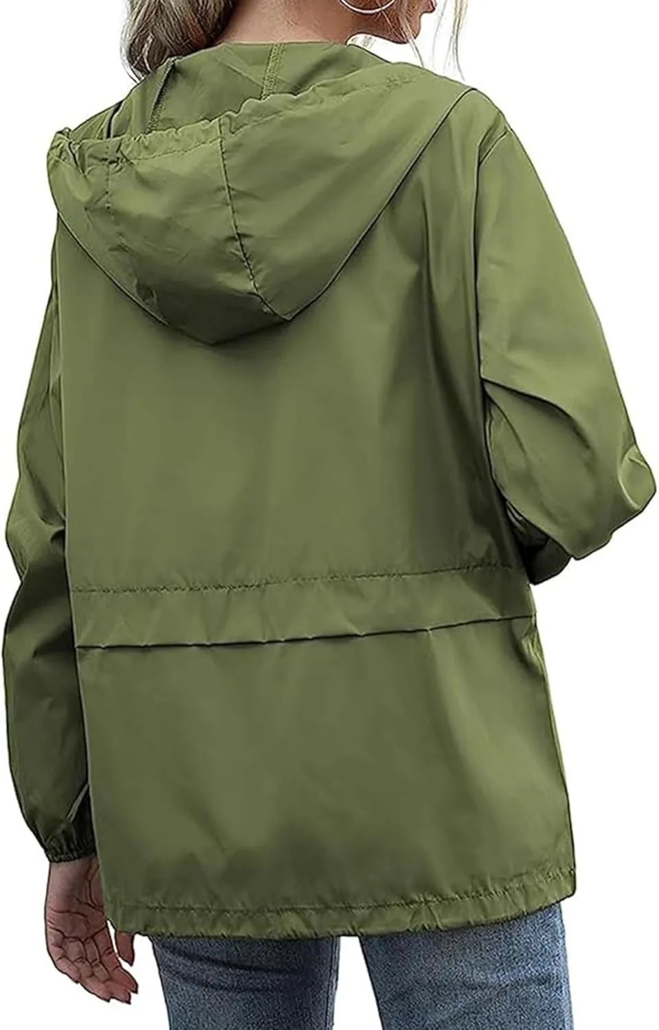 Women's Waterproof Raincoat Lightweight Rain Jacket Hooded Windbreaker with Pockets for Outdoor