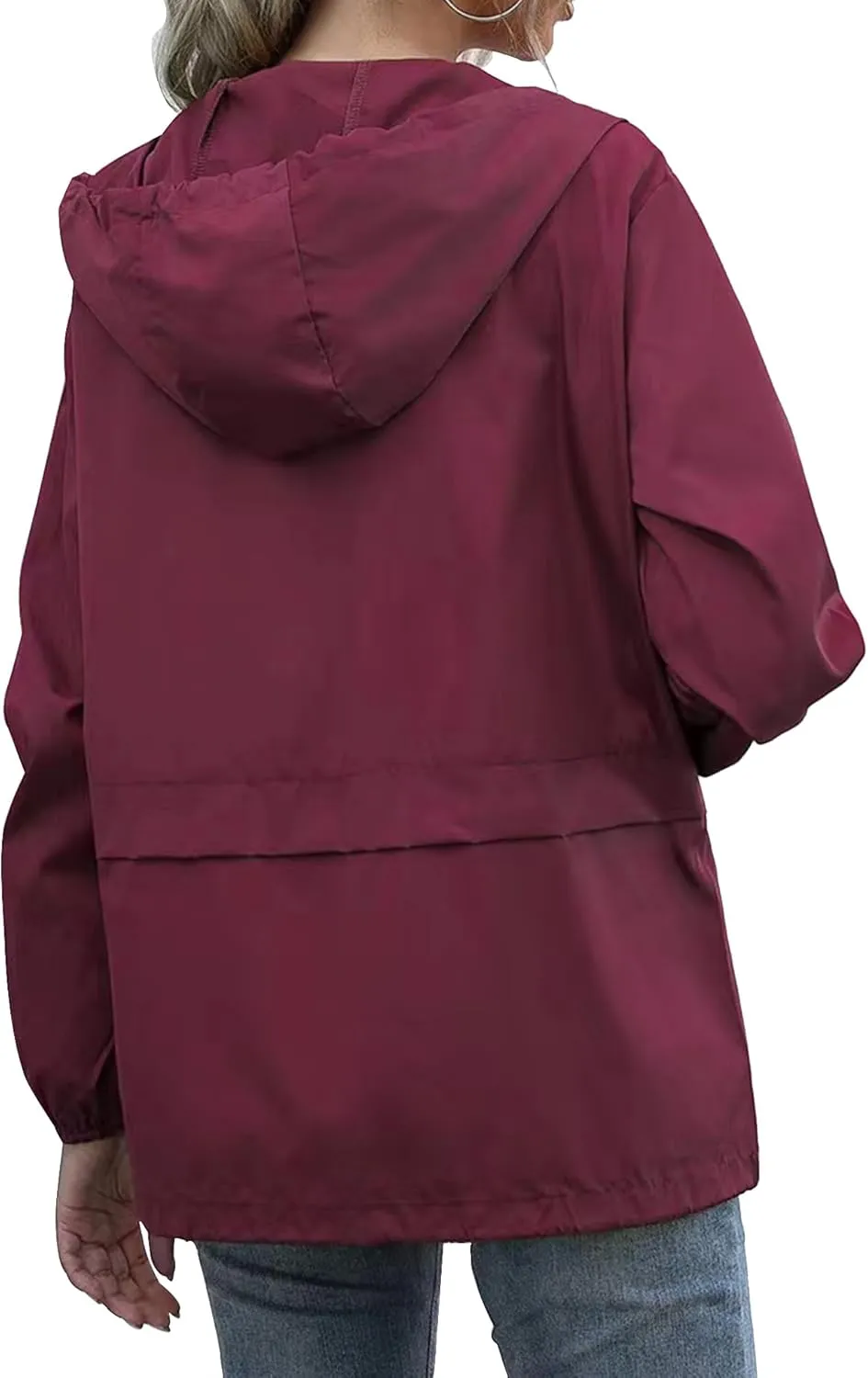 Women's Waterproof Raincoat Lightweight Rain Jacket Hooded Windbreaker with Pockets for Outdoor