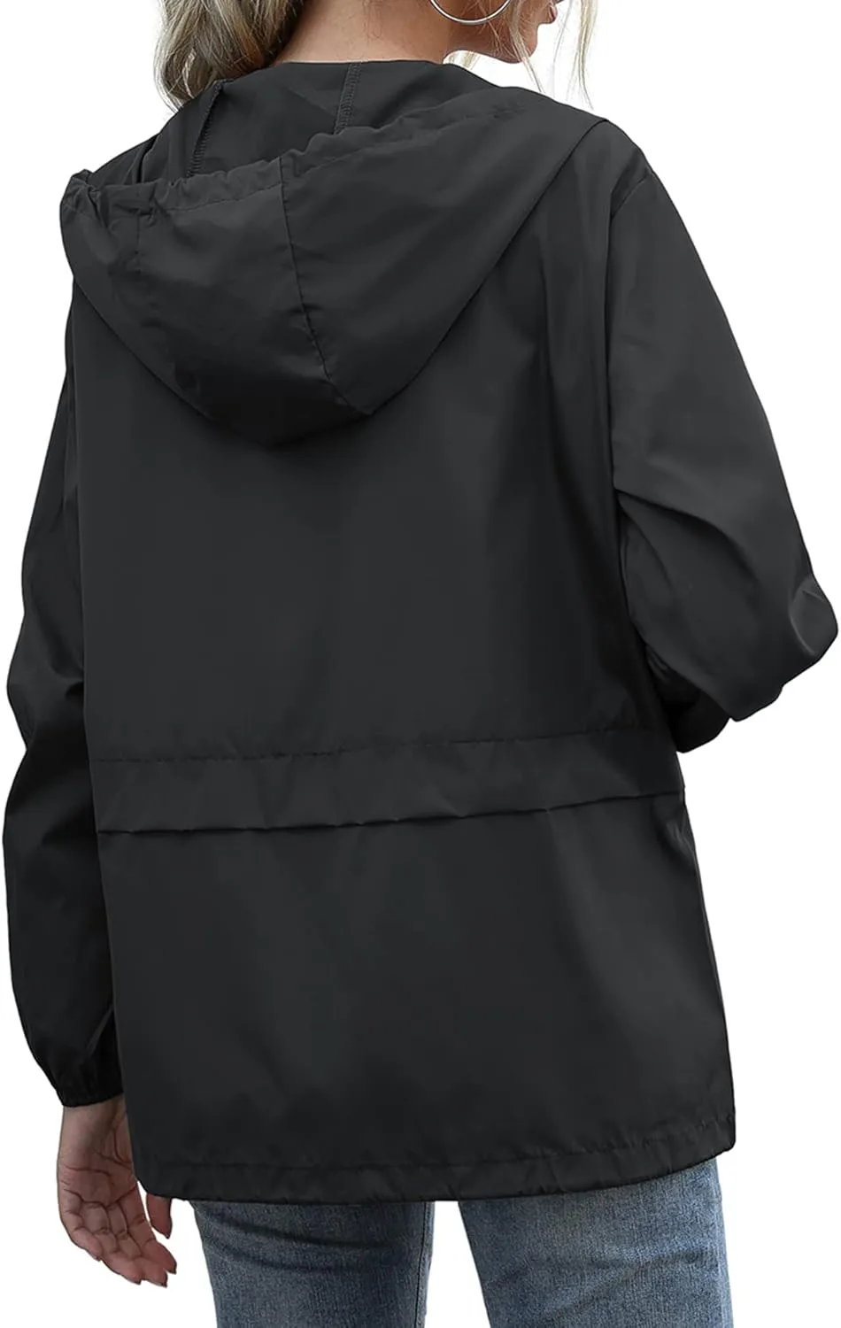 Women's Waterproof Raincoat Lightweight Rain Jacket Hooded Windbreaker with Pockets for Outdoor