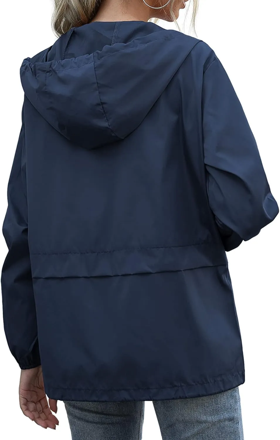 Women's Waterproof Raincoat Lightweight Rain Jacket Hooded Windbreaker with Pockets for Outdoor